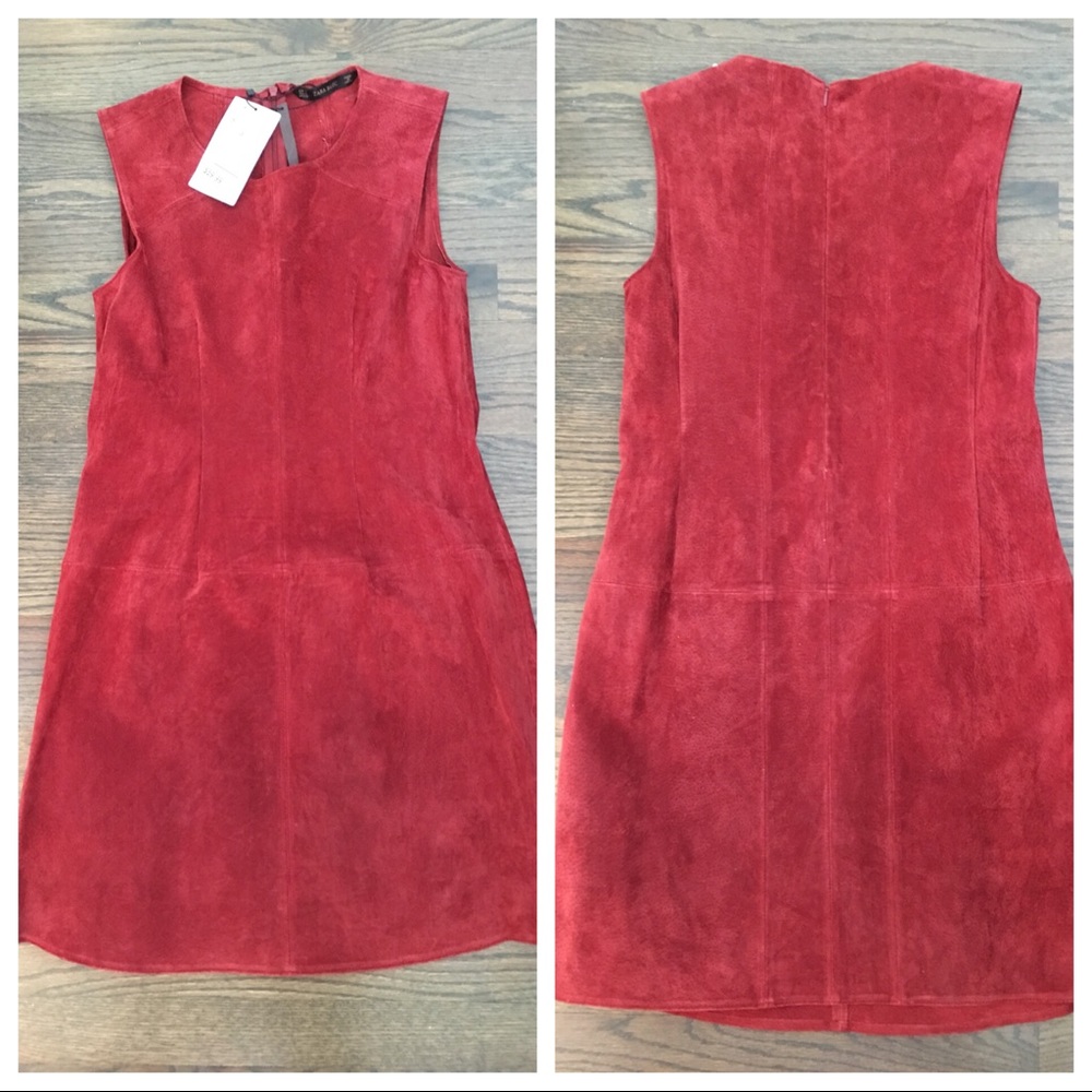 Gorgeous ❤️ ZARA Brick Red SUEDE Dress S - Picture 7 of 8